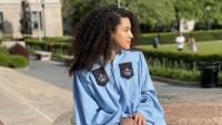 Danessa wearing graduation gown.
